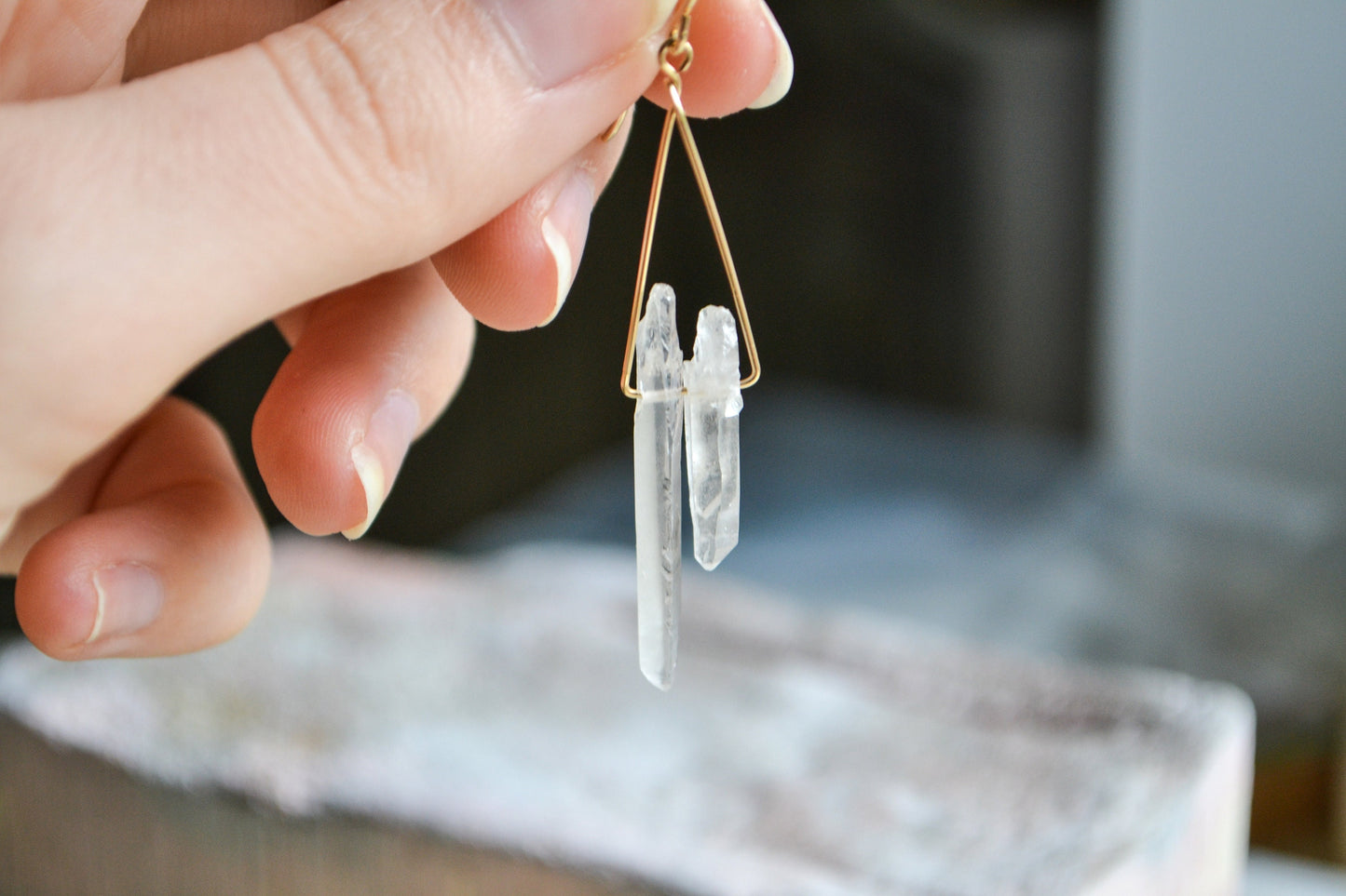 Raw Quartz Earrings